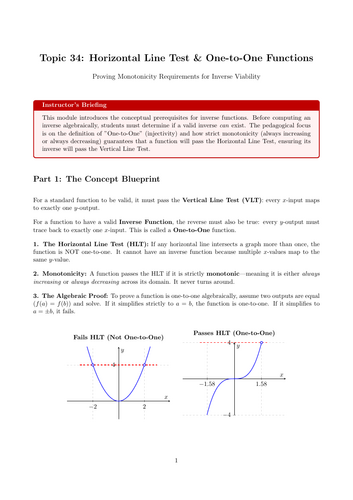 Ready-to-Teach Resource: Horizontal Line Test & One-to-One Functions | Cover Work & Home Learning