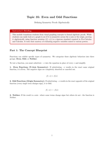 Ready-to-Teach Resource: Even and Odd Functions | Cover Work & Home Learning