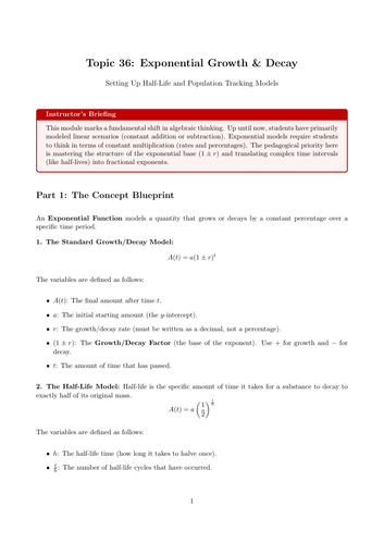 Ready-to-Teach Resource: Exponential Growth & Decay | Cover Work & Home Learning