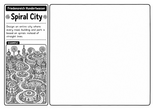 Spiral City | Friedensreich Hundertwasser Inspired Architecture Drawing Worksheet | KS2 KS3 Art
