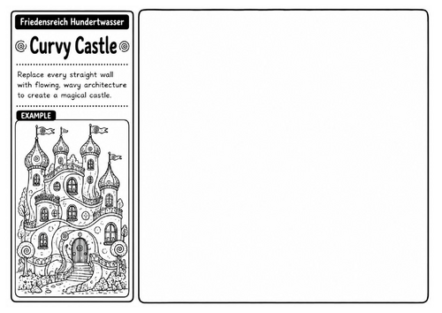 Curvy Castle | Hundertwasser Inspired Fantasy Architecture Worksheet | KS2 KS3 Art