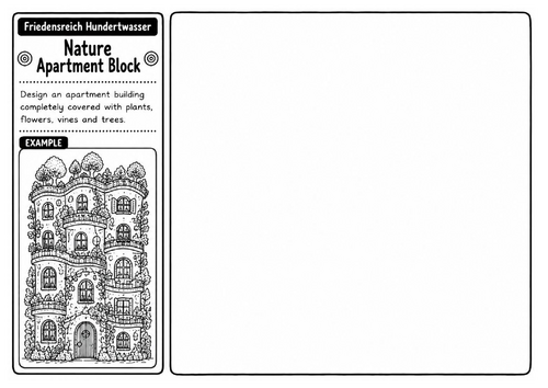Nature Apartment Block | Eco Building Design Worksheet | Friedensreich Hundertwasser Art