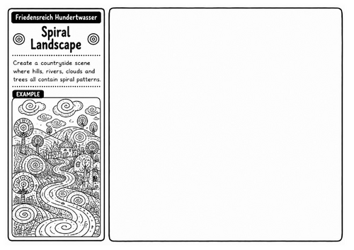 Spiral Landscape | Friedensreich Hundertwasser Inspired Landscape Drawing Activity