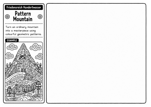 Pattern Mountain | Creative Landscape & Pattern Drawing Worksheet | Hundertwasser Inspired