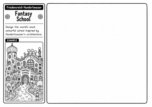 Fantasy School | Hundertwasser Inspired Architecture Design Worksheet | KS2 KS3 Art