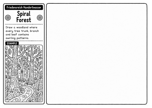Spiral Forest | Nature Pattern Drawing Worksheet Inspired by Hundertwasser