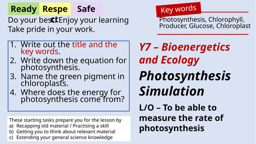 Photosynthesis - Key stage 3 fully resourced teaching package