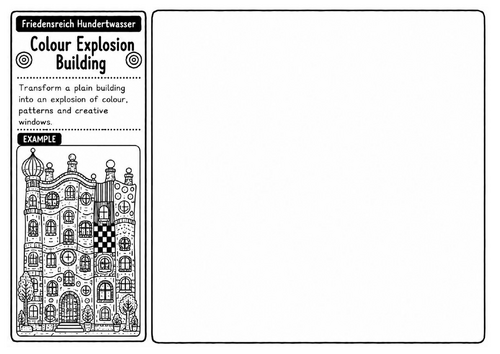 Colour Explosion Building | Hundertwasser Inspired Pattern & Architecture Worksheet