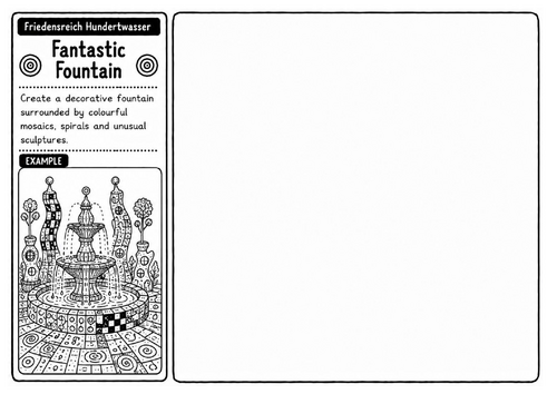 Fantastic Fountain | Hundertwasser Inspired Decorative Design Worksheet | KS2 KS3 Art