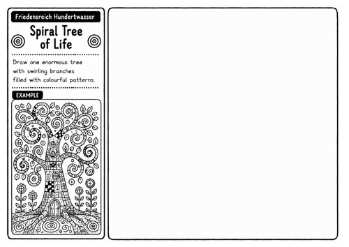 Spiral Tree of Life | Friedensreich Hundertwasser Nature Drawing Worksheet