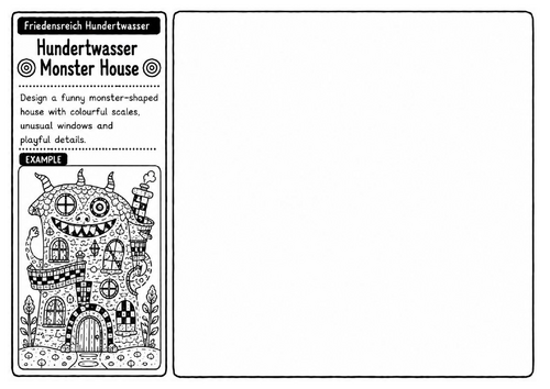 Hundertwasser Monster House | Creative Fantasy Architecture Worksheet | KS2 KS3 Art