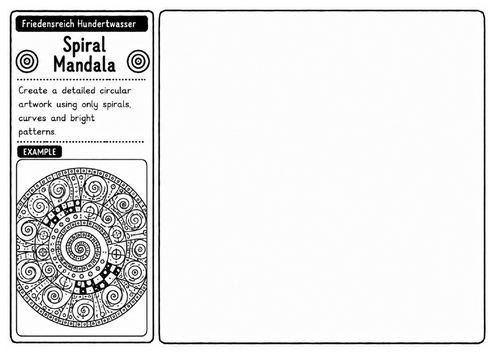 Spiral Mandala | Friedensreich Hundertwasser Pattern Drawing Worksheet