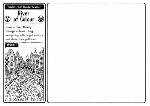 River of Colour | Friedensreich Hundertwasser Inspired Landscape Worksheet