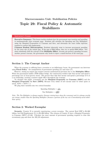 KS5 Economics (A-Level) Cover Lesson: Fiscal Policy and Automatic Stabilizers (No Prep)