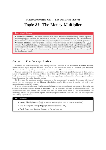 Secondary Economics Cover Work: The Money Multiplier