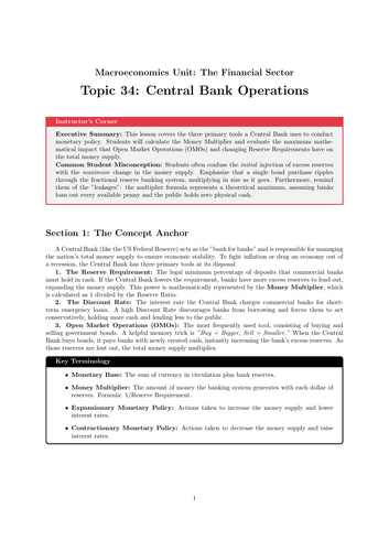 Secondary Economics Cover Work: Central Bank Operations