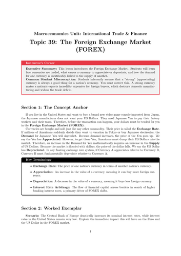 Secondary Economics Cover Work: The Foreign Exchange Market (FOREX)