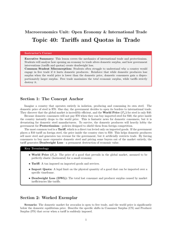 Secondary Economics Cover Work: Tariffs and Quotas in Trade