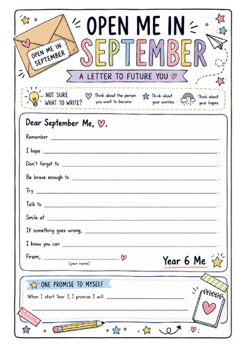 Year 6 Transition Activity | Letter to Future Me | Year 7 Transition | Secondary School