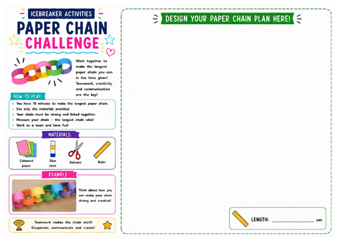 Paper Chain Challenge Worksheet | STEM Team Building Activity | KS2 KS3