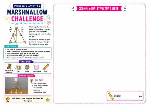 Marshmallow Challenge Worksheet | STEM Engineering Activity | Team Building | KS2 KS3