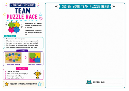 Team Puzzle Race Worksheet | Cooperative Team Building Activity | KS2 KS3