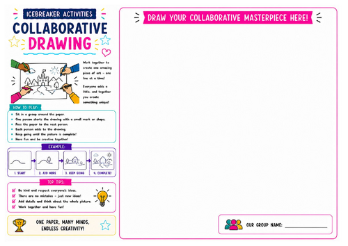 Collaborative Drawing Worksheet | Team Art Activity | Icebreaker | KS2 KS3
