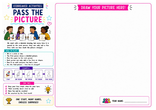 Pass the Picture Worksheet | Collaborative Drawing Game | KS2 KS3