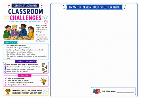 Classroom Challenges Worksheet | Team Building Problem Solving Activity | KS2 KS3
