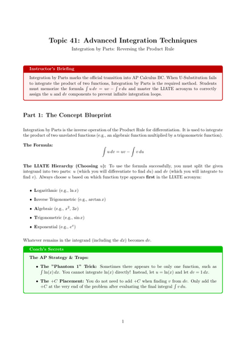 Advanced Integration Techniques | Ready-to-Teach Resource | Maths Cover Work & Home Learning