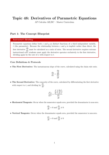 Derivatives of Parametric Equations | Ready-to-Teach Resource | Maths Cover Work & Home Learning