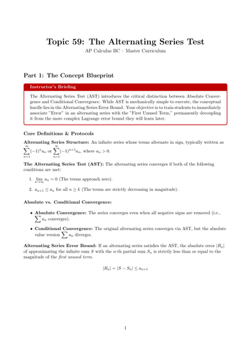 The Alternating Series Test | Ready-to-Teach Resource | Maths Cover Work & Home Learning
