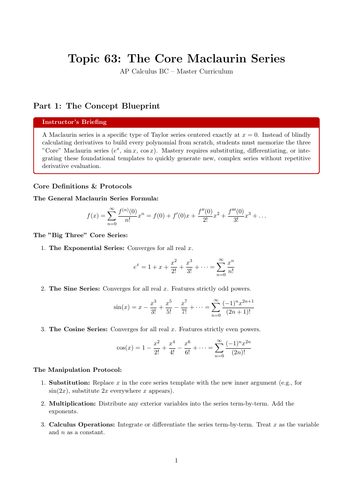 The Core Maclaurin Series | Ready-to-Teach Resource | Maths Cover Work & Home Learning