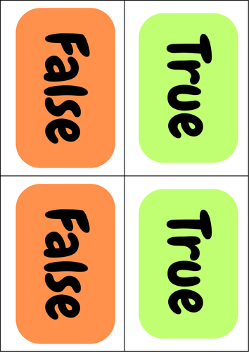 True or False Cards