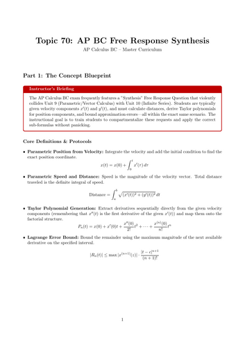 AP BC Free Response Synthesis | Ready-to-Teach Resource | Maths Cover Work & Home Learning