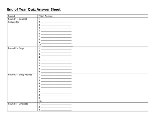 2026 Summer Quiz