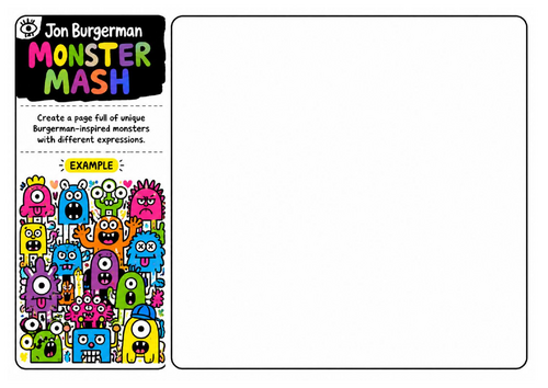 Jon Burgerman Art Worksheet – Monster Mash | Character Design | Doodle Art Activity | KS2 KS3 Cover