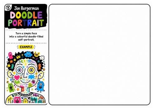 Jon Burgerman Art Worksheet – Doodle Portrait | Contemporary Self-Portrait Drawing | KS2 KS3 Art Act