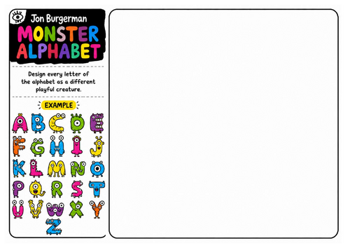 Jon Burgerman Art Worksheet – Monster Alphabet | Creative Lettering | Typography Art Activity
