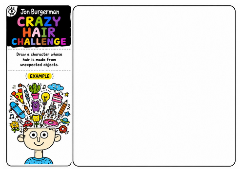 Jon Burgerman Art Worksheet – Crazy Hair Challenge | Creative Portrait Drawing | KS2 KS3 Art