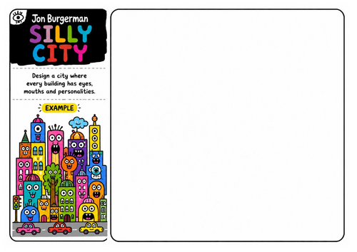Jon Burgerman Art Worksheet – Silly City | Cartoon Architecture Drawing | Creative Art Lesson