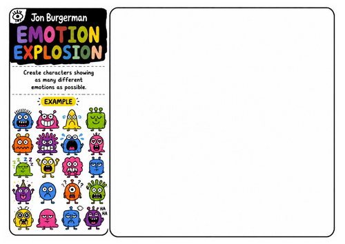 Jon Burgerman Art Worksheet – Emotion Explosion | Drawing Facial Expressions | Character Design
