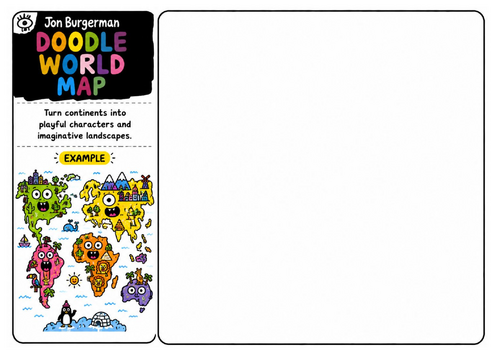 Jon Burgerman Art Worksheet – Doodle World Map | Creative Geography Art | Contemporary Illustration
