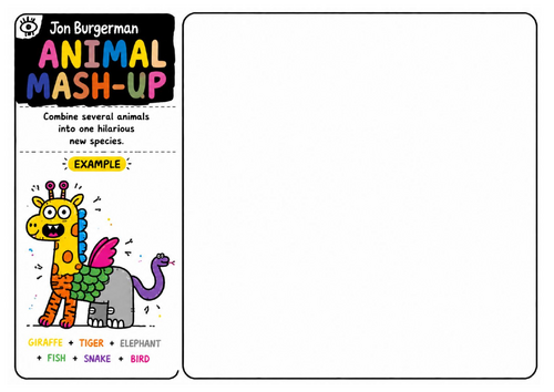 Jon Burgerman Art Worksheet – Animal Mash-Up | Hybrid Animal Design | KS2 KS3 Art Activity