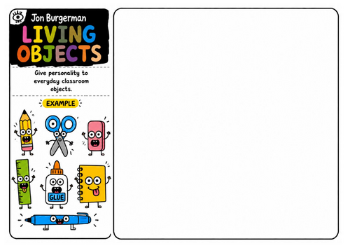 Jon Burgerman Art Worksheet – Living Objects | Cartoon Classroom Objects | Creative Drawing Lesson