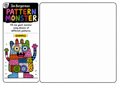 Jon Burgerman Art Worksheet – Pattern Monster | Zentangle Meets Character Design | KS2 KS3 Art