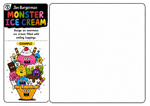 Jon Burgerman Art Worksheet – Monster Ice Cream | Creative Food Illustration | Doodle Art Activity