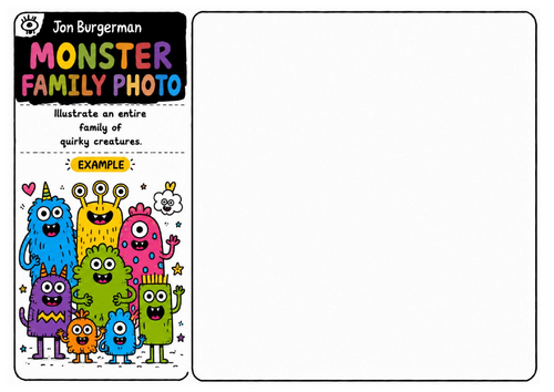 Jon Burgerman Art Worksheet – Monster Family Photo | Character Design Challenge | KS2 KS3 Art