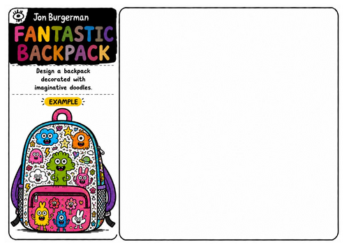 Jon Burgerman Art Worksheet – Fantastic Backpack | Product Design | Doodle Illustration Activity