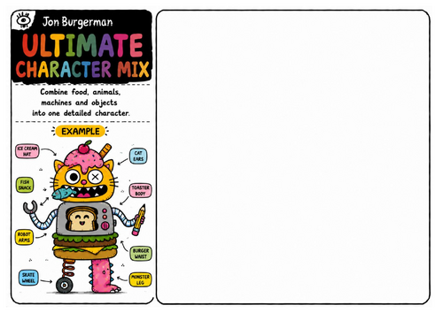 Jon Burgerman Art Worksheet – Ultimate Character Mix | Character Mash-Up | Contemporary Illustration